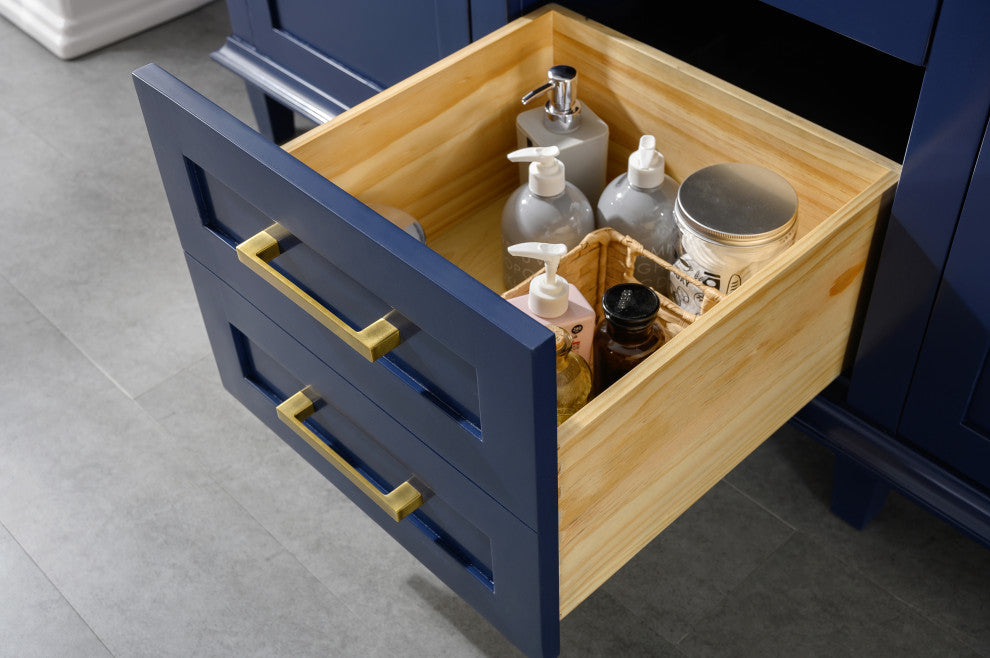 60" Double Sink Vanity Cabinet, Blue