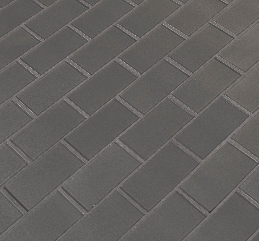 MSI SMOT-GLSST-MEGR8MM 12" x 12" Brick Mosaic Walls Tile - Glossy - Metallic