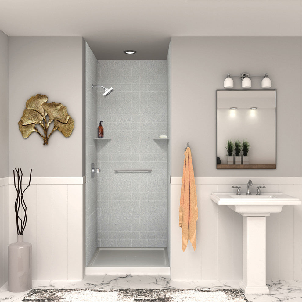 Transolid SaraMar 36"x36"x96" 6-Piece Shower Wall Kit with Extension, Grey Beach
