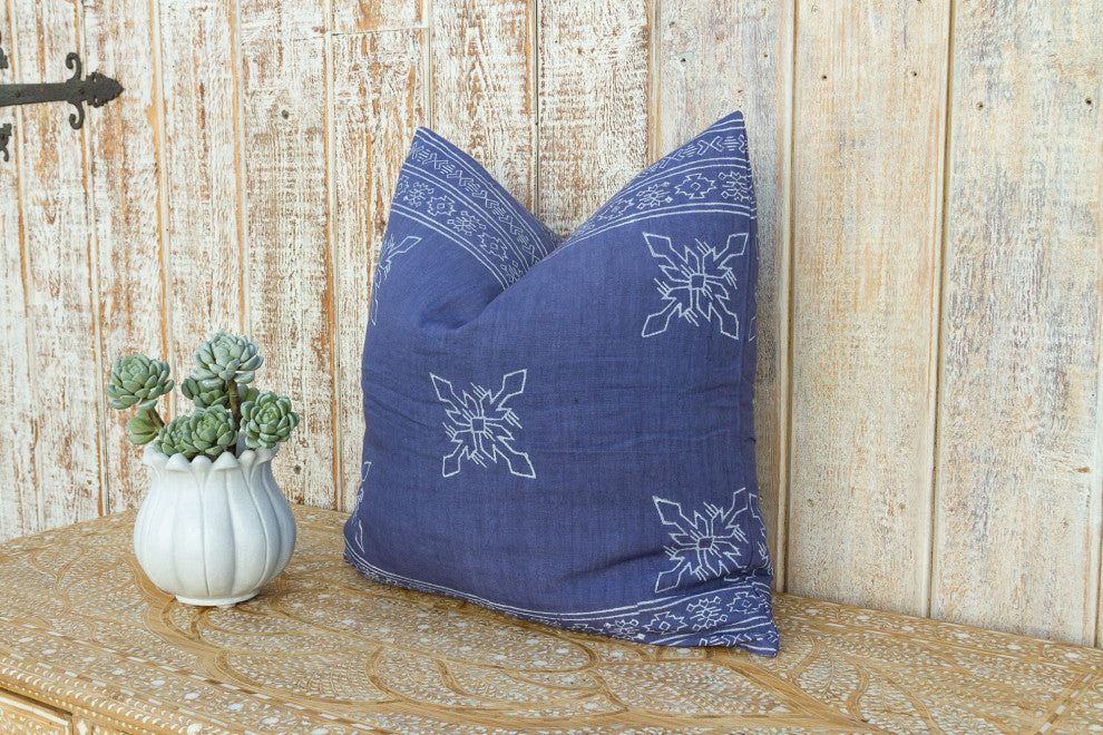 Blue Citlalee Aztec Block Print Pillow