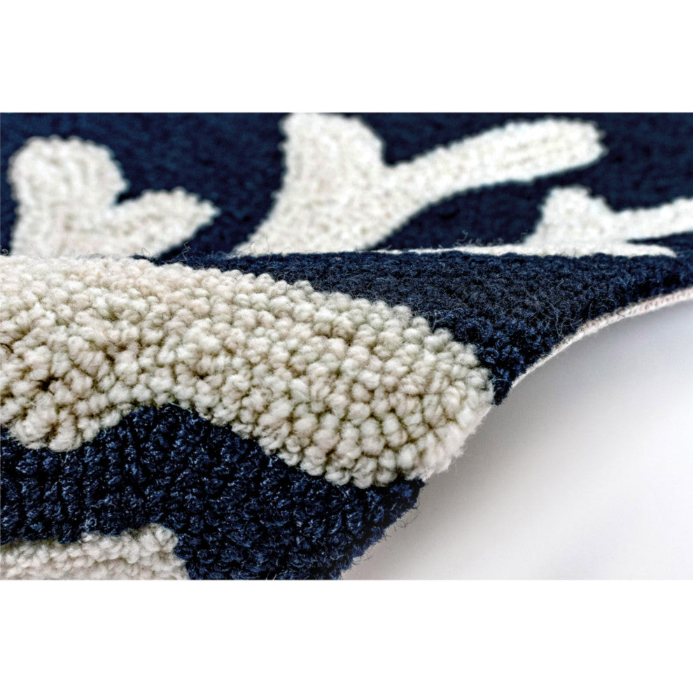Capri Coral Border Indoor/Outdoor Rug, Navy, 2'6x4'