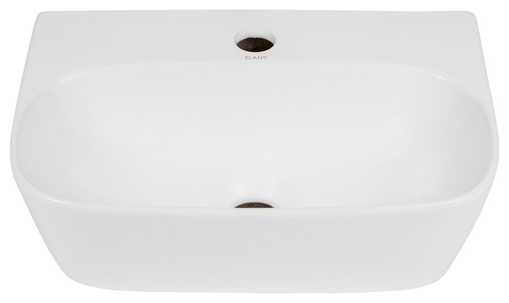 ELANTI EC1804 Porcelain Wall-Mounted Bathroom Sink, White