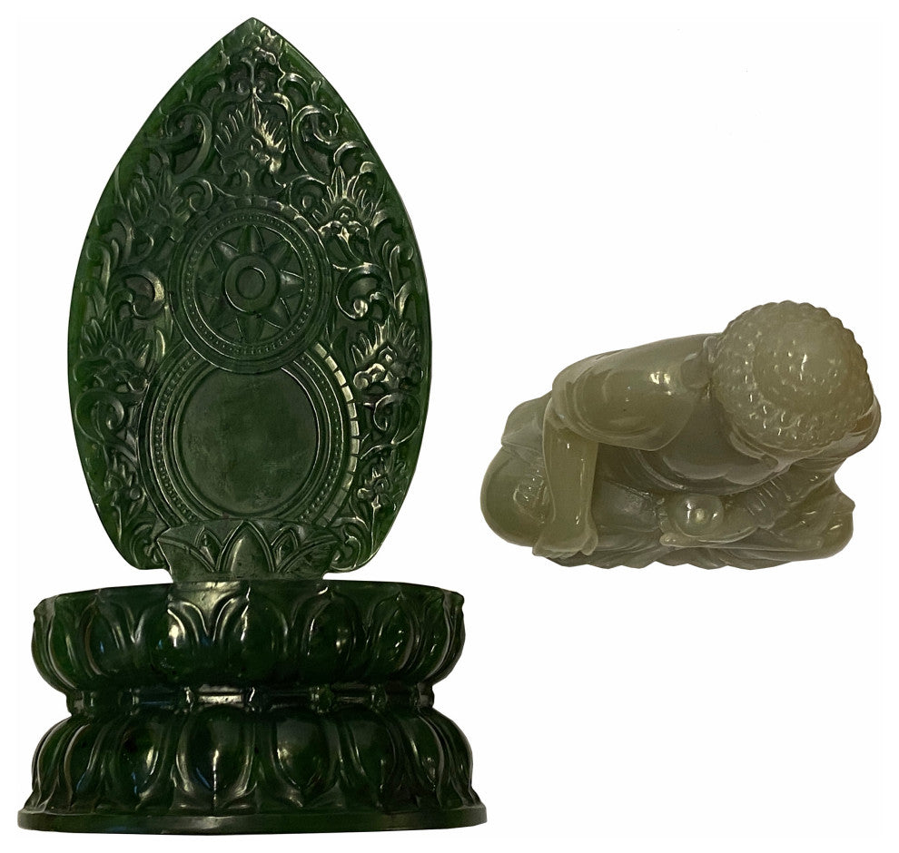 Chinese Jade Stone Sitting Buddha Gautama Amitabha Shakyamuni Statue Hws1810