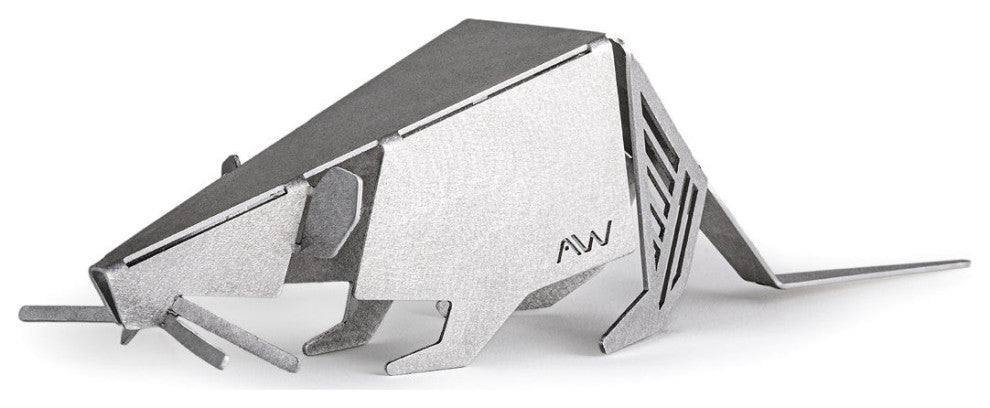 Aluminum 5" Medium Rat Origami Geometric Sculpture
