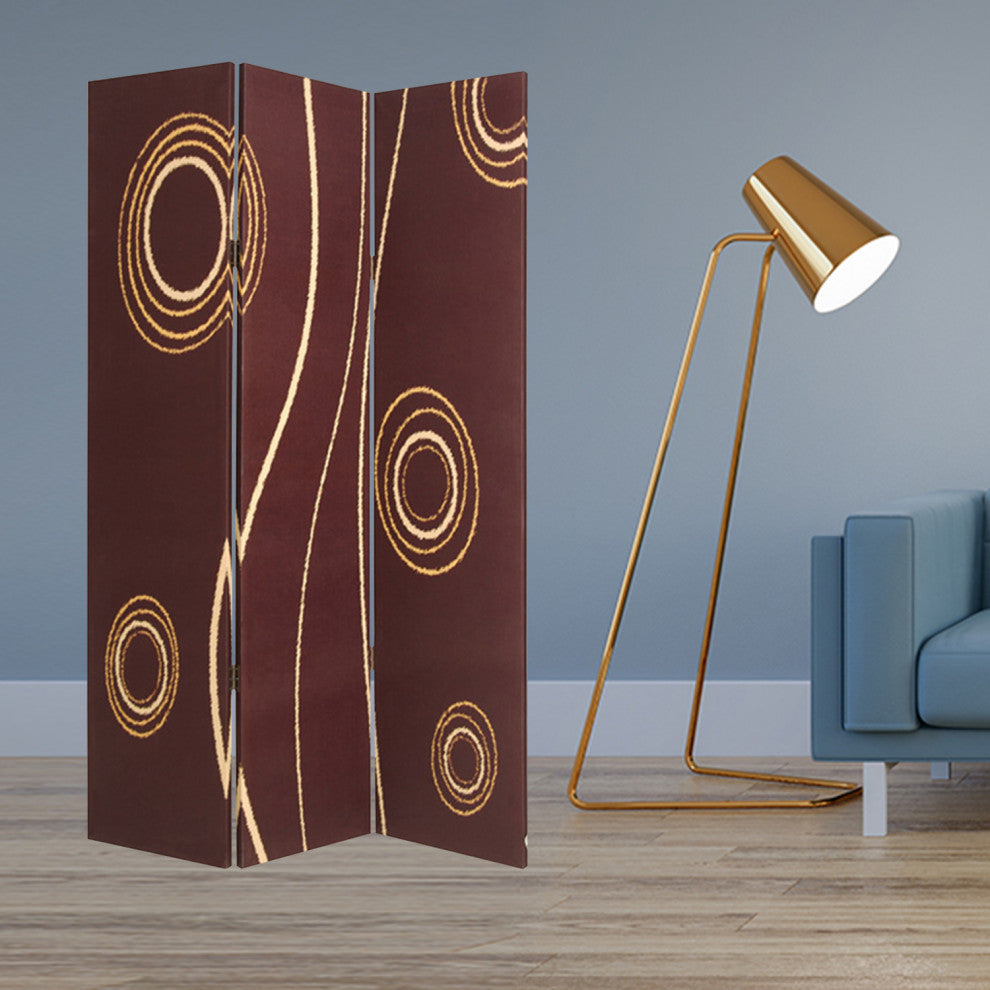 HomeRoots 1" x 48" x 72" Multi Color Wood Canvas 3 Panel Screen