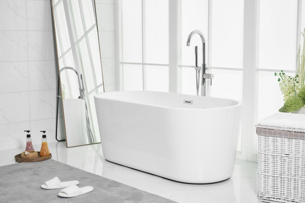 Owen 59" Soaking Roll Top Bathtub, Glossy White
