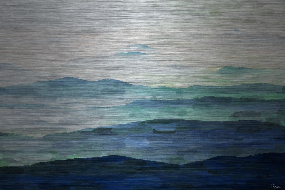 "Mountain Tops" UV Ink Print on Brushed  Aluminum, 36"x24"