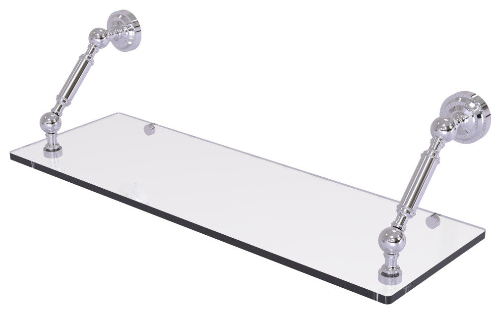 Dottingham 24" Floating Glass Shelf, Polished Chrome