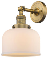 Large Bell 1-Light LED Sconce, Brushed Brass, Glass: Matte White Cased