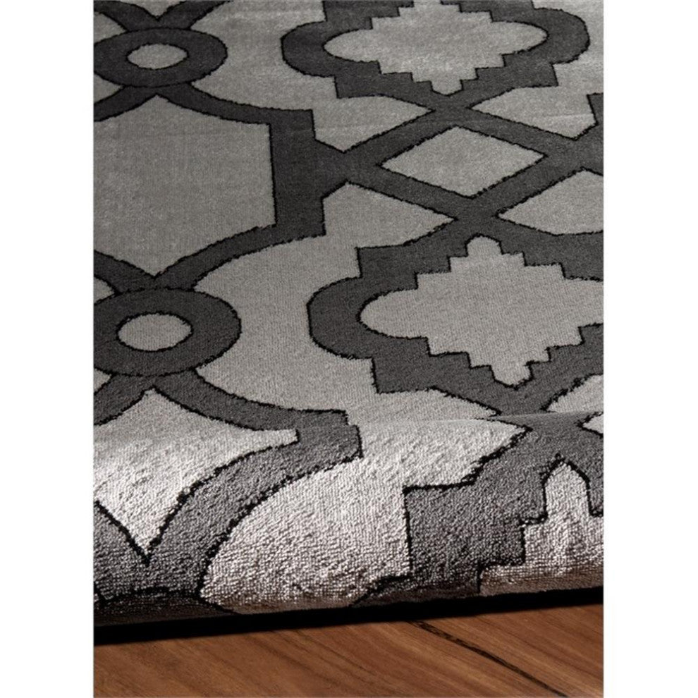 Linon Elegance Geo Power Loomed Polypropylene 8'x10' Rug in Gray
