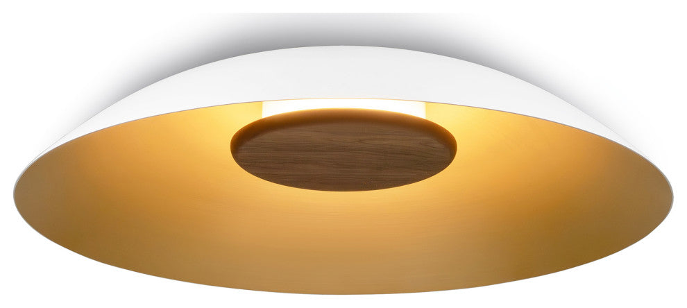 Volo 36 Flush Mount, Cava, White Shade Exterior, Walnut Disc, 2700K