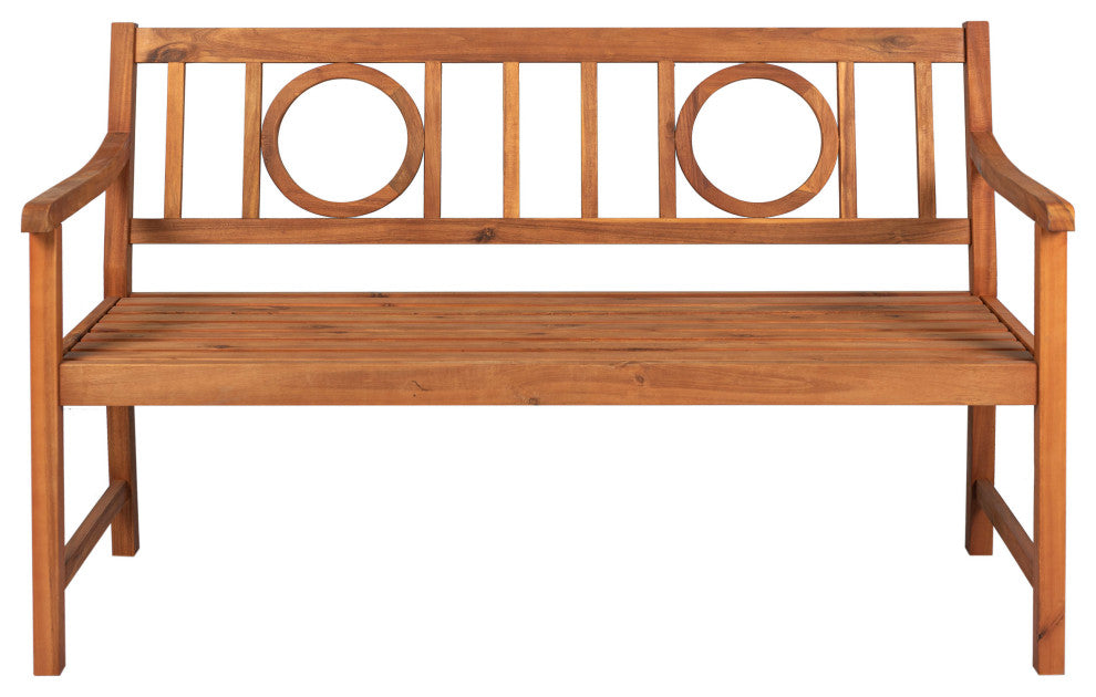 Apollo 51.2" 3-Seat Circle-Back Acacia Wood Outdoor Garden Patio Bench, Teak