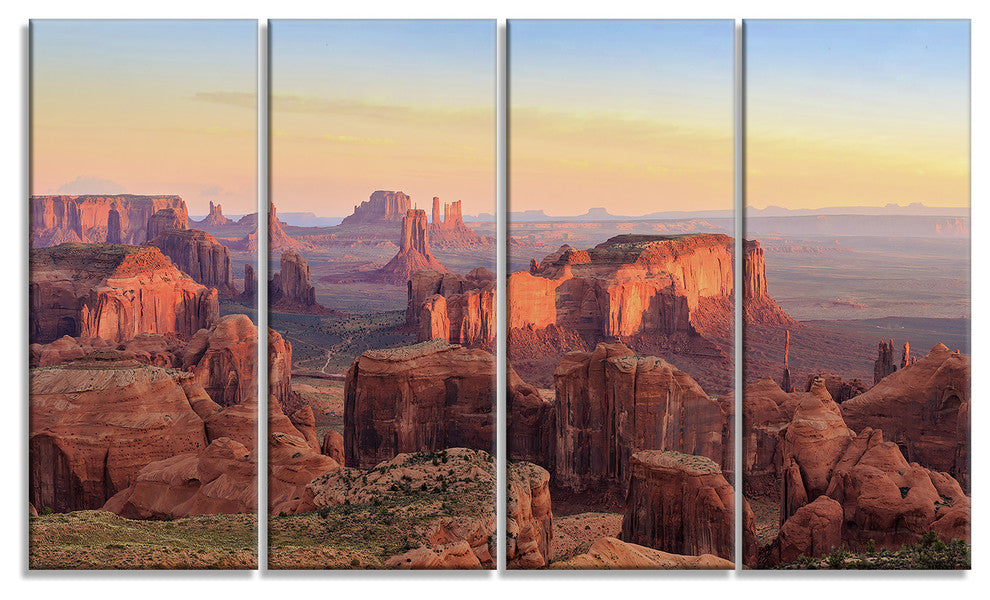 Hunts Mesa Panorama, Landscape Canvas Art Print, 48"x28", 4 Panels