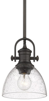 Golden Lighting 3118-M1L Hines 7"W Mini Pendant - Rubbed Bronze / Seeded