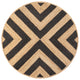 Piper Two-Tone Chevron Round Jute Round Area Rug, Black/Natural, 6' Round