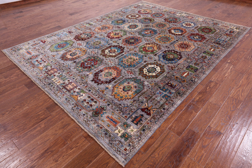 7' 11" X 10' 4" Hand Knotted Fine Turkmen Wool Rug - Q12143