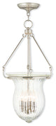 Pendant With Handcrafted Fluted Clear Glass, Polished Nickel