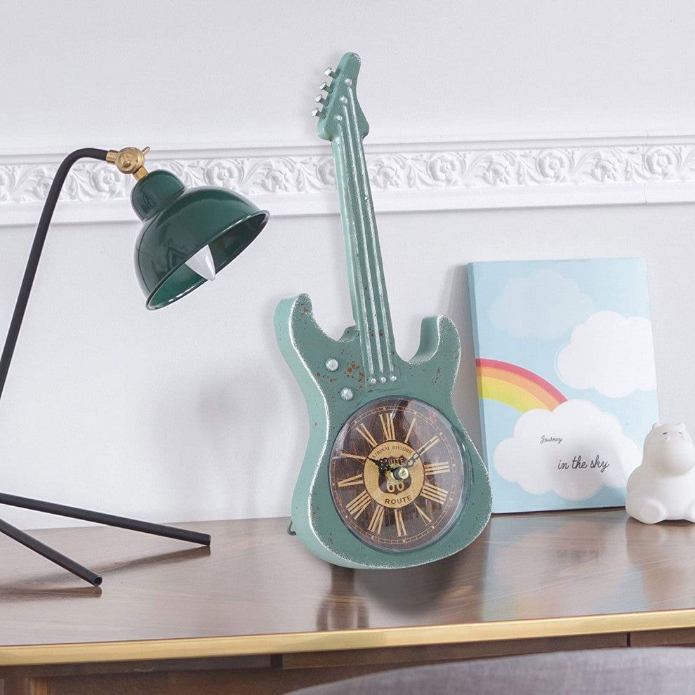 Retro Guitar Table Clock, 13.5 Inches