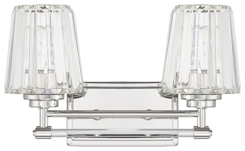 Garnet 2-Light Bathroom Vanity Light, Matte Black, Polished Nickel