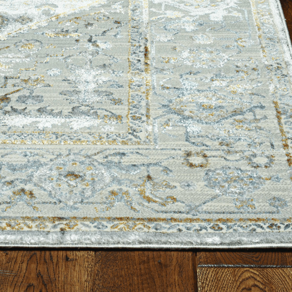 94 X 130 Grey Polyester Rug