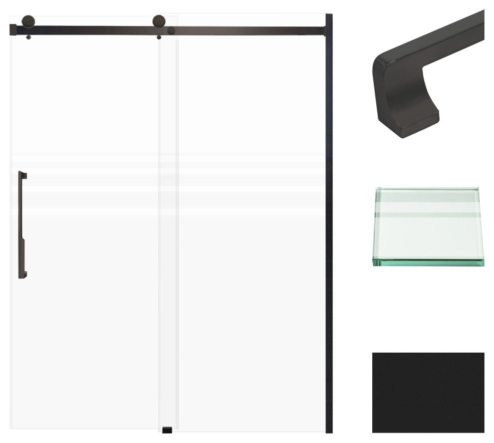 Transolid Madeline 60"x76" Frameless Shower Door with Fixed Panel in Matte Black