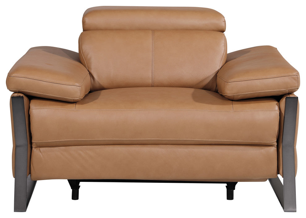 Antonio Italian Leather Power Reclining Arm Chair, Cognac