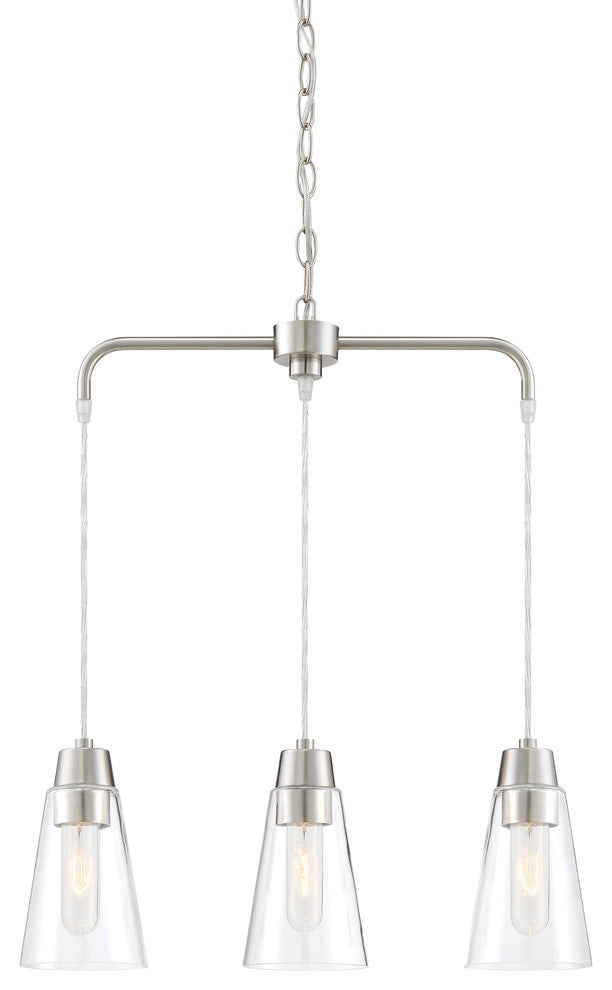 Echo 3-Light Chandelier, Satin Platinum