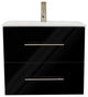 Napa 30" Modern Floating Bathroom Vanity With Ceramic Top and Round Handles, Glossy Black
