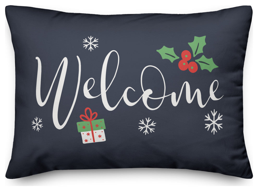 Navy Welcome 20x14 Spun Poly Pillow