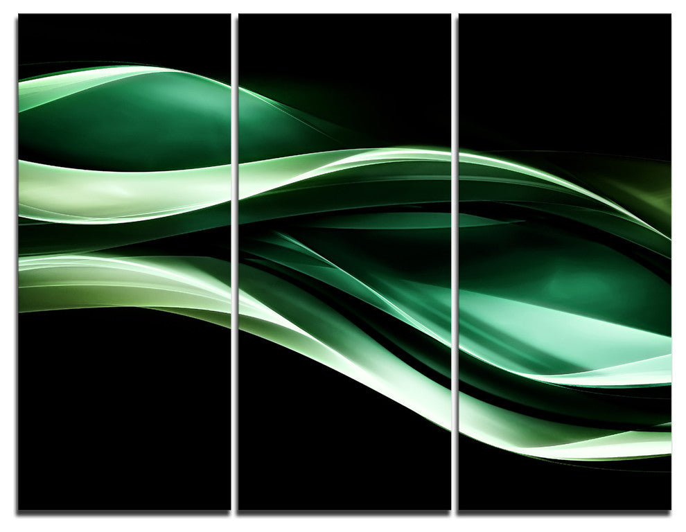 "Glittering Green Pattern" Digital Canvas Print, 3 Panels, 36"x28"