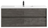 Kingdee Smoke Oak Wall Mounted Vanity With Reinforced Acrylic Sink, 60''