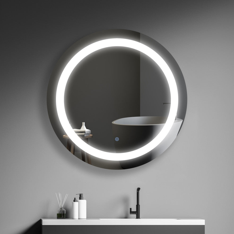 30 In. Round Smart Touch Dimmable Anti-Fog LED Vanity Mirror