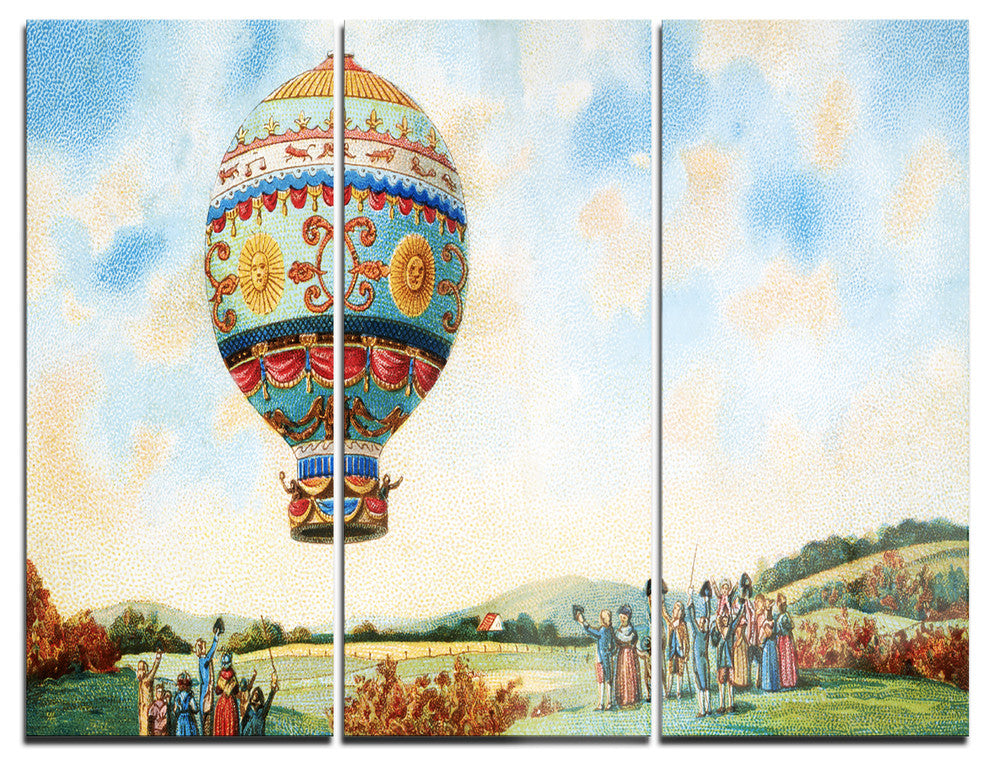 "Hot Air Balloon Illustration" Digital Metal Wall Art, 3 Panels, 36"x28"