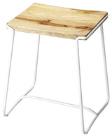 Butler Parrish Wood and Metal Stool , White