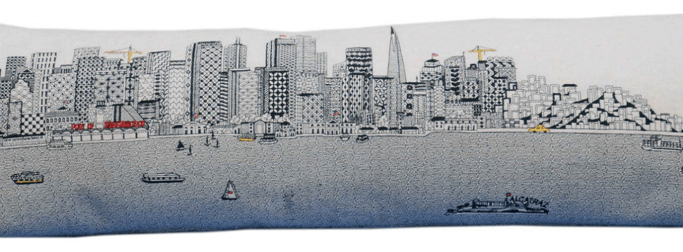 46" White San Francisco Daylight Skyline Lumbar Decorative Pillow