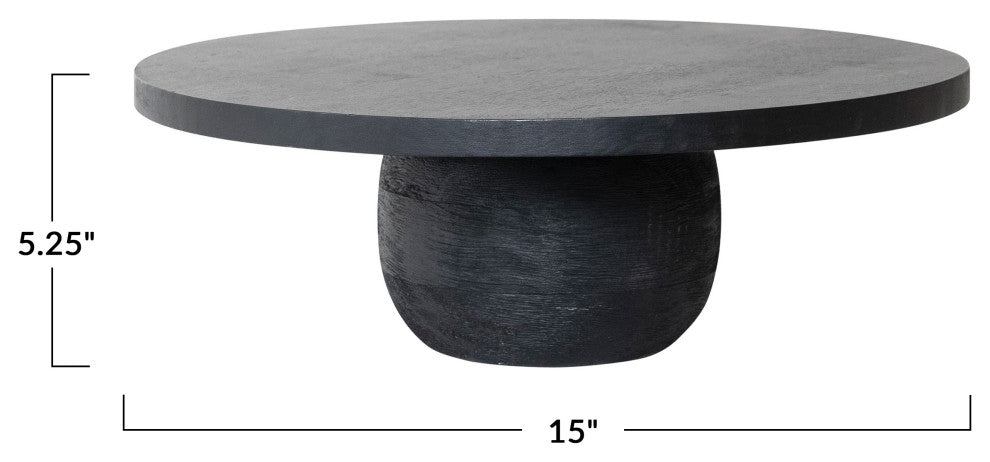 Round Mango Wood Pedestal, Black