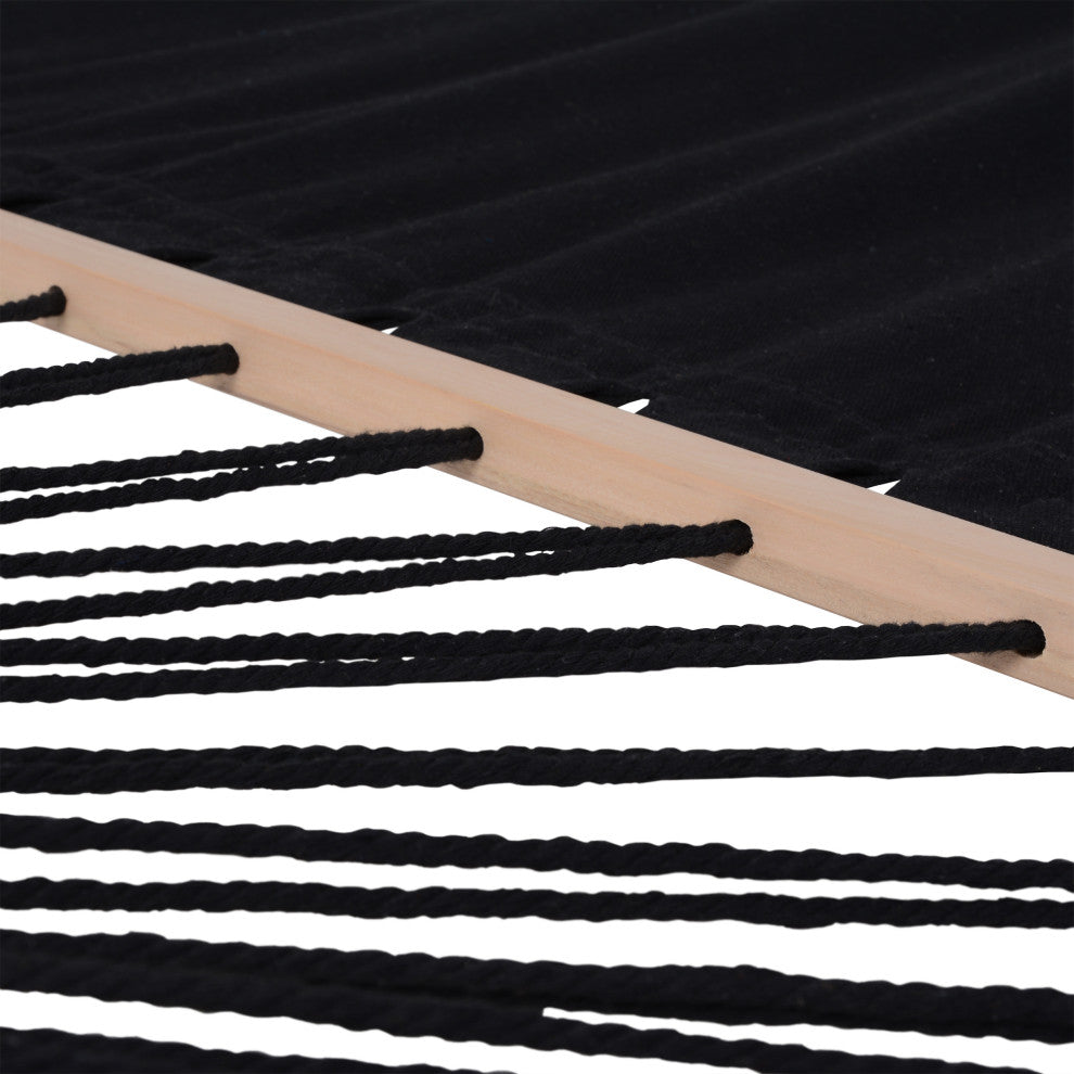 Outdoor Cedar Wood Hammock, Textilene Fabric, Black