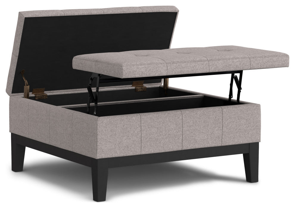 Dover Lift Top Coffee Table Storage Ottoman, Cloud Grey