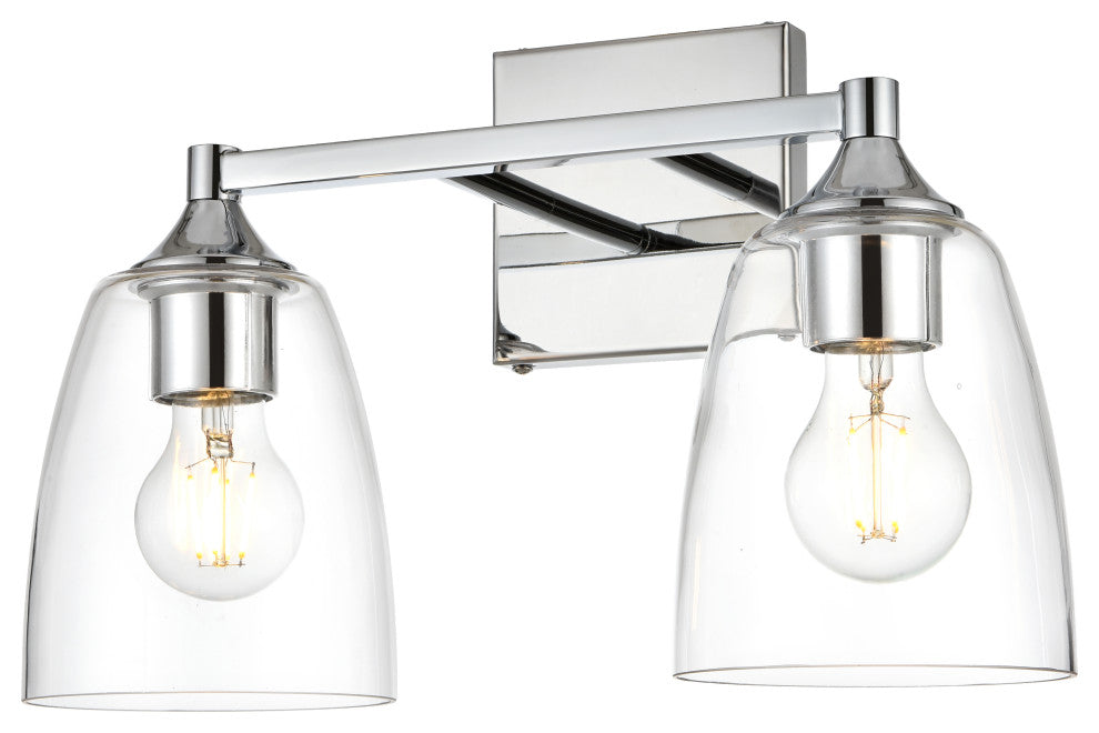 2 Light Chrome And Clear Bath Sconce