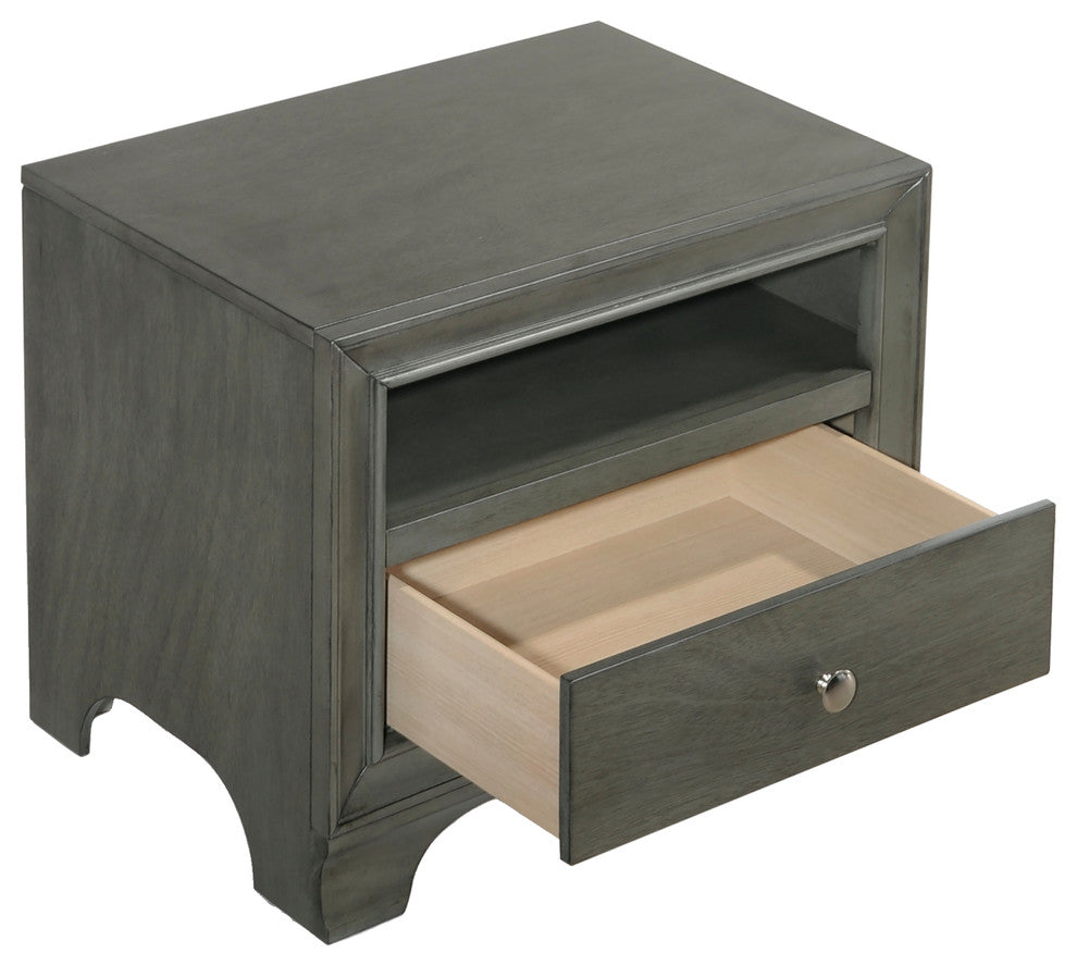 Brandon Collection 1-Drawer Nightstand, Gray Oak