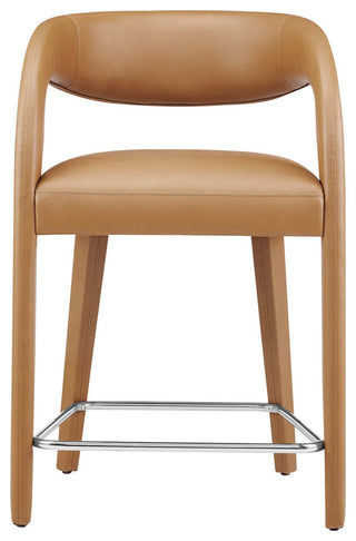 Pinnacle Vegan Leather Counter StoolSet of 2, Tan Silver