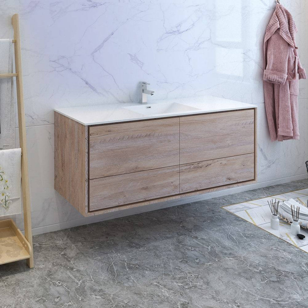 Fresca FCB9260RNW-S-I Catania 60" Rustic Natural Wood Cabinet With 1-Sink