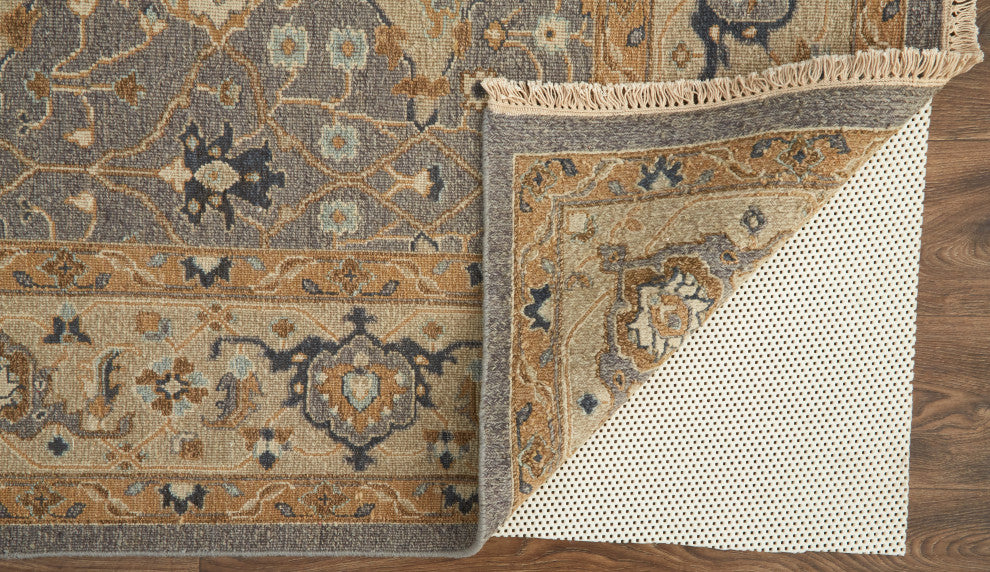Aleska Traditional Oriental, Gray/Gold, 2'6"x12' Runner