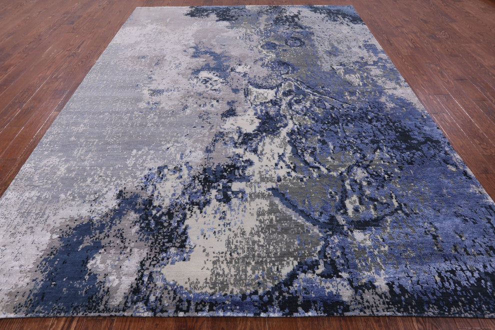 Abstract Wool and Silk Handmade Rug 8' 11" X 12' 0" Q9032