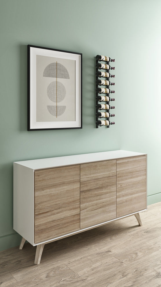W Series Wine Rack 3 Wall Mounted Metal Bottle Storage, Chrome Luxe, 9 Bottles