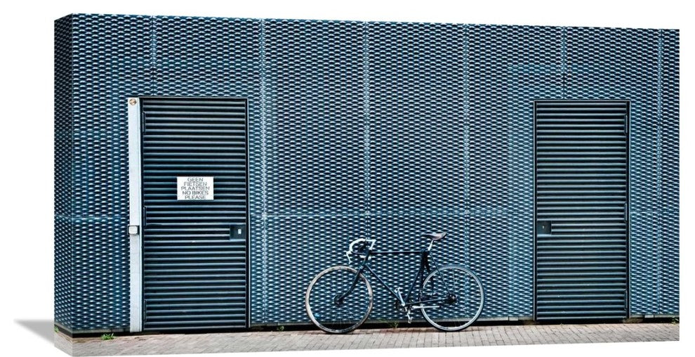 "No Bikes Please" Stretched Canvas Giclee by Linda Wride, 30x17"