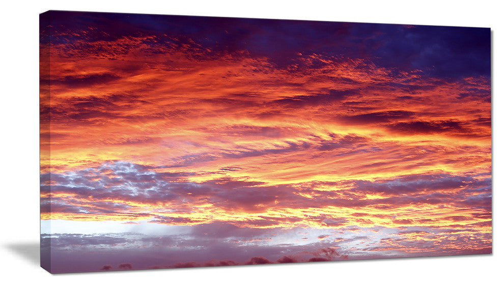 "Colorful Sunset Skies With Clouds" Extra Large Wall Art Landscape, 40"x20"