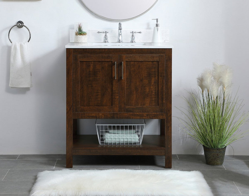Elegant VF16030EX-BS 30"Single Bathroom Vanity, Espresso With Backsplash