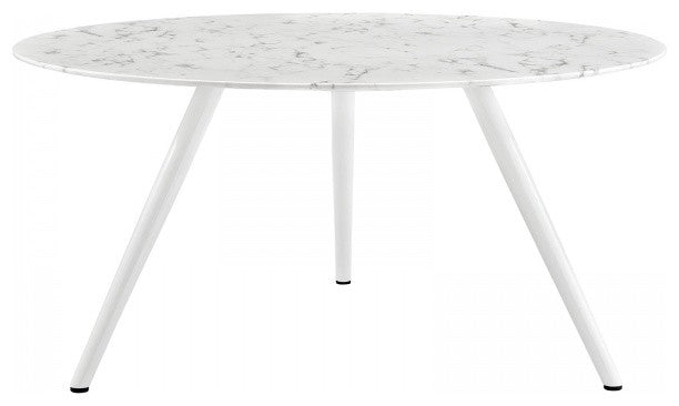 Modway Lippa 60" Round Artificial Marble Dining Table With Tripod Base, White