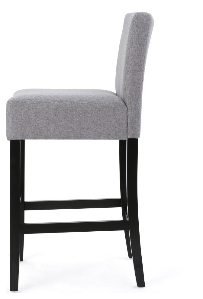 GDF Studio Ester Modern Fabric Barstool, Set of 2, Light Gray